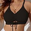2025 European-American Plus Size Solid Color Lace-up Bikini - Sexy Gathered Top Swimwear