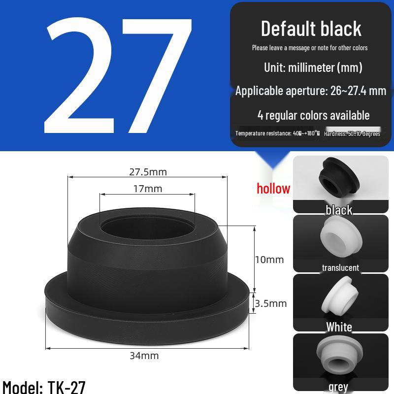 Black High-Temperature Resistant T-Shaped Silicone Stopper - Round Hole Rubber Gasket & Shock-Absorbing Blind Plug