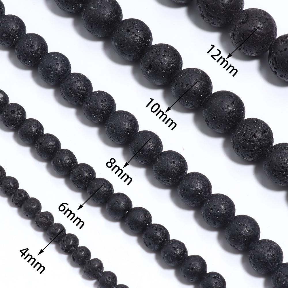 4/6/8/10/12mm Natural Black Lava Volcanic Stone Beads Loose Spacer Round Beads For Jewelry Making DIY Bracelet Necklace Gifts