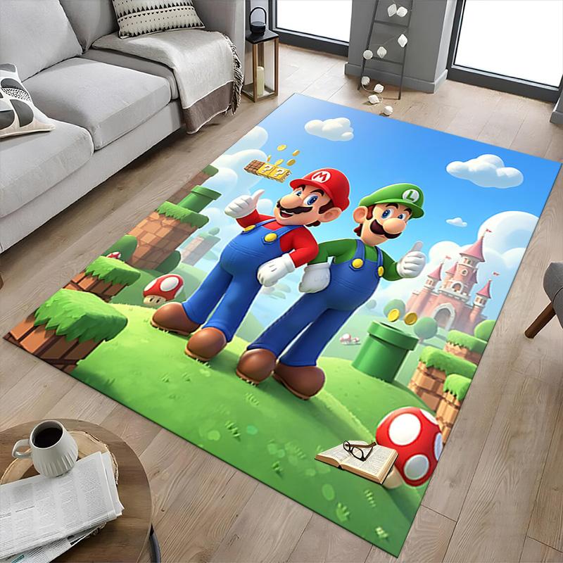 1pc Mario Luigi Adventure Carpet for Playroom Bedroom Living Room Sofa Home Decor,kids Game Area Rug Non-slip Floor Mat Y72915