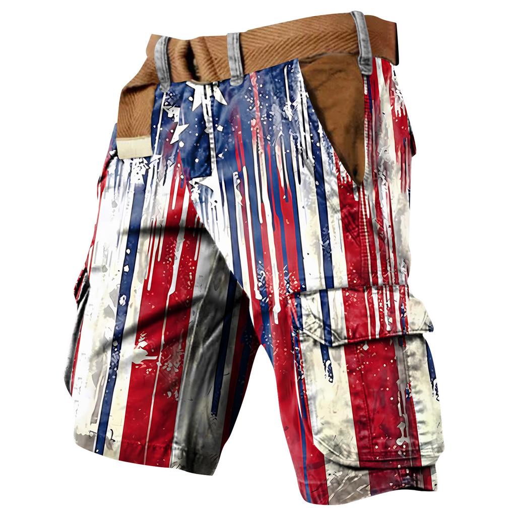 Herren Unabhängigkeitstag Bedruckte Mehrfach-Taschen Workwear Shorts