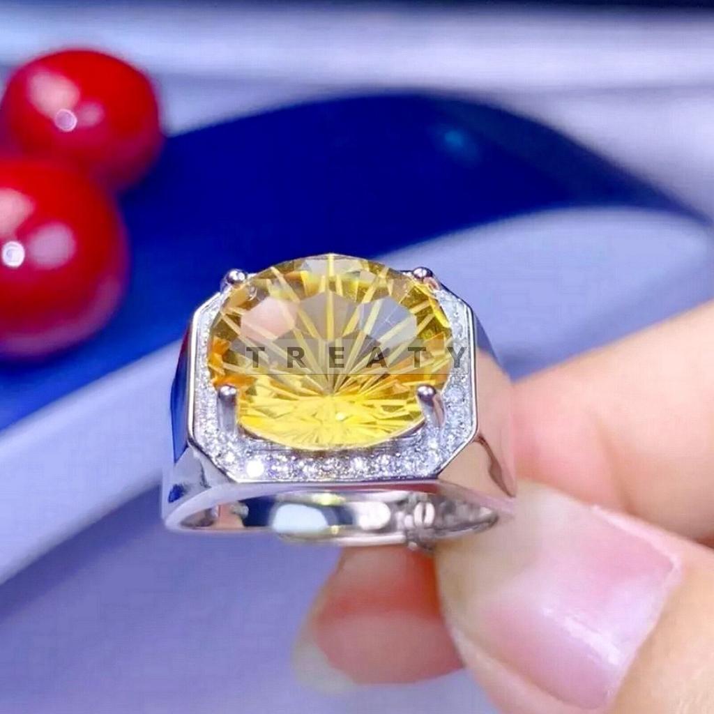 Citrine Oval Cut Gemstone With 925 Sterling Silver Ring For Men's #283 JL375732339953
