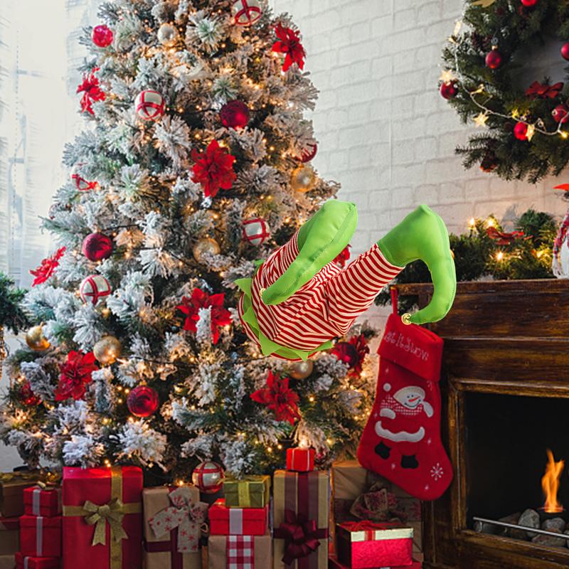 Christmas Santa Legs Christmas Decorations Fireplace Ornaments USB Animated Foot Christmas Ornament Christmas Tree Ornament