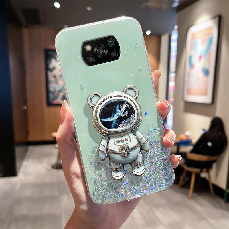 Husa suport pentru astronaut Pocox3 Quicksand pentru Xiaomi Mi Poco X3 Pro Nfc X4pro M3 F3 Husa din silicon cu suport Poko X 3 X3pro Pokox3