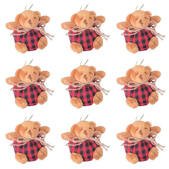 Ozdoby w kratę z misiem na choinkę 4-calowe mini wypchane pluszowe misie w kratę dekoracja na choinkę na święta Bożego Narodzenia dekoracja do domu na przyjęcie