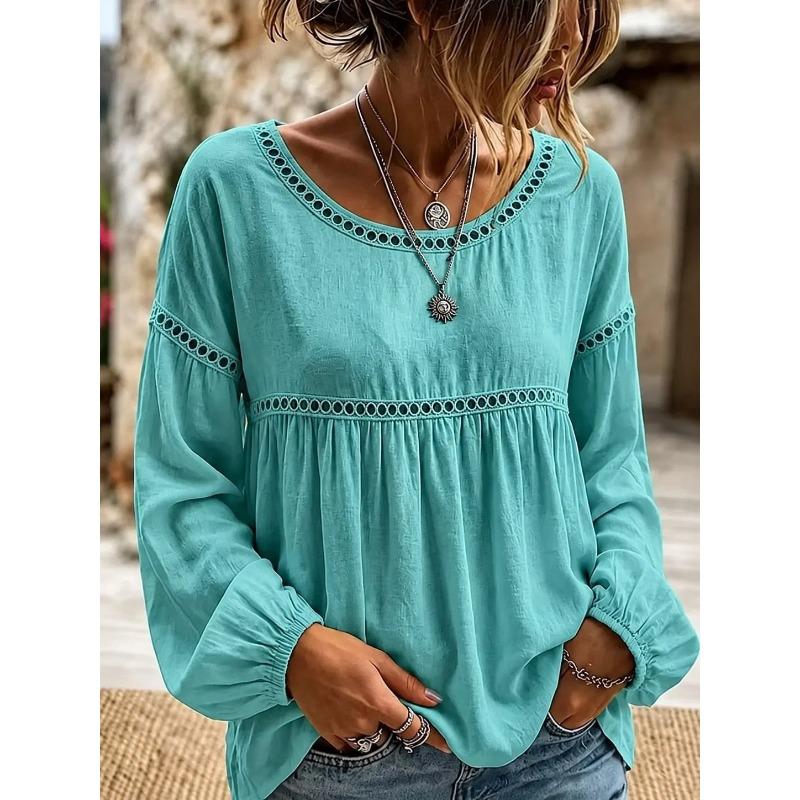 JPNTKY Women's Fashion Casual Long Sleeve O-Neck Blouses & Shirts