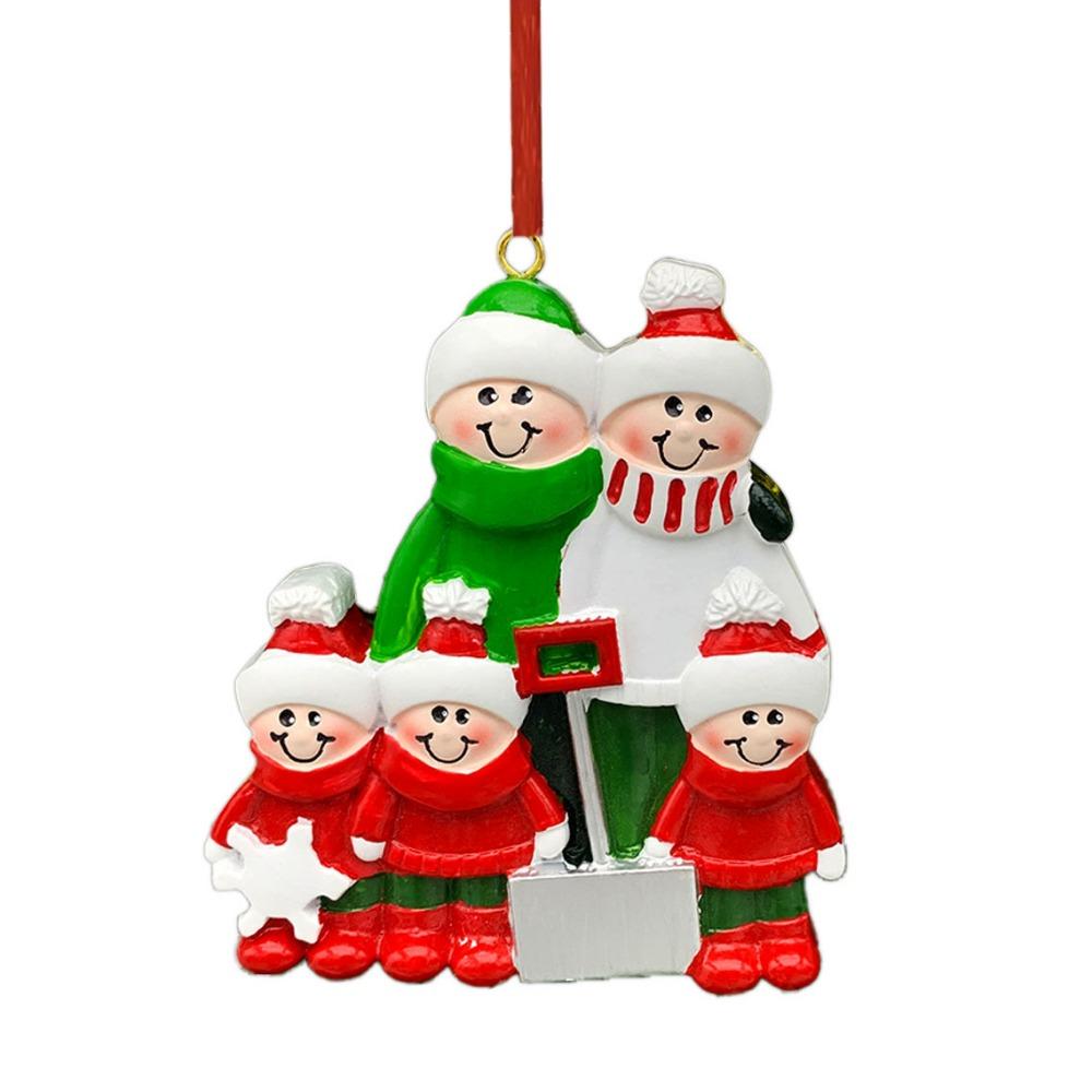 Color Painting Family Xmas Pendants Resin Christmas Tree Ornaments  Christmas