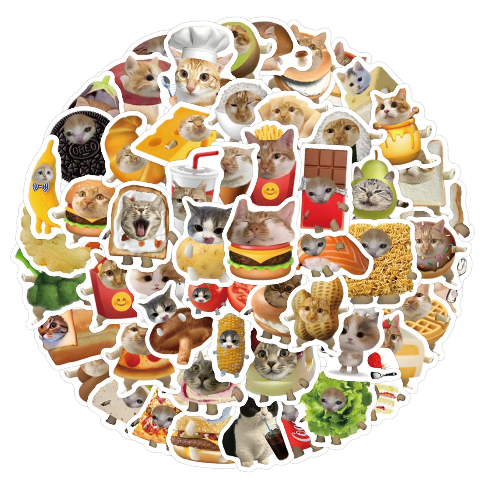 

100 Забавные Еда Кот Граффити Наклейки Украсить Холодильник Скейтборд Стакан для Воды DIY Наклейки для Личности