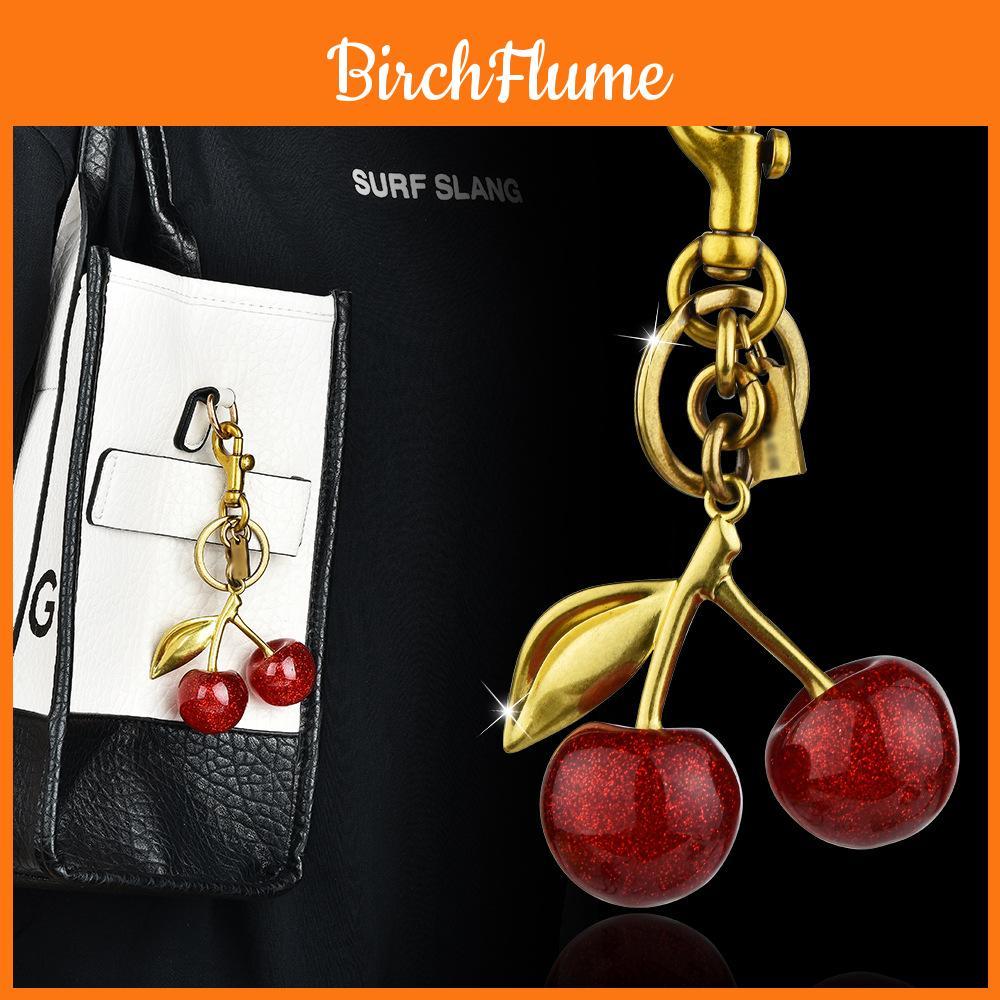 Cute Cherry Keychain With Resin Material For Bag And Car Key Decor Fall