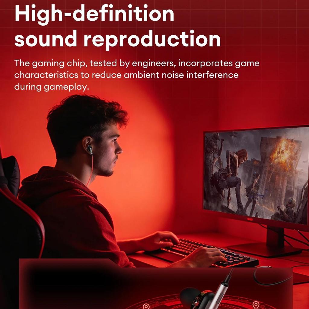 Original Lenovo YF45 Gaming Earphones Wired in Ear Headphones Type-C/3.5mm With Mic Microphone Sound Noise Isolation for PC Phone Laptop NEW