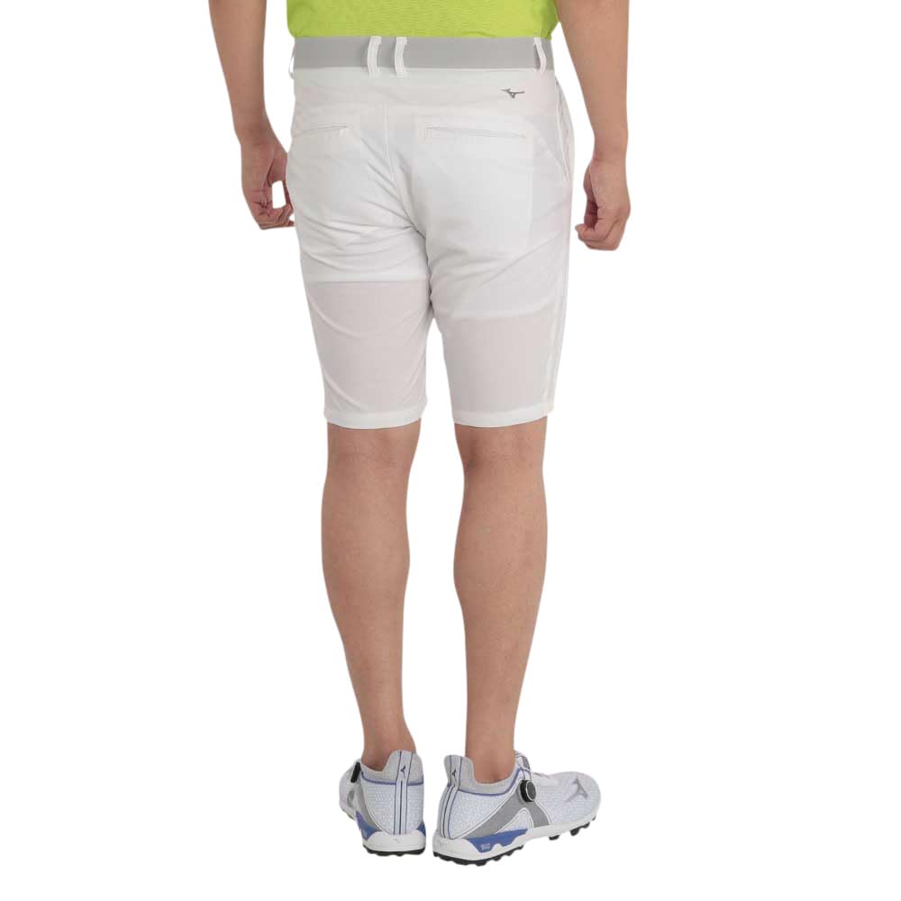 Mizuno Nexlite Stretch Hero Golf White Shorts, Water-Repellent, Easy-to-Move Design, Men's (E2MFB032)