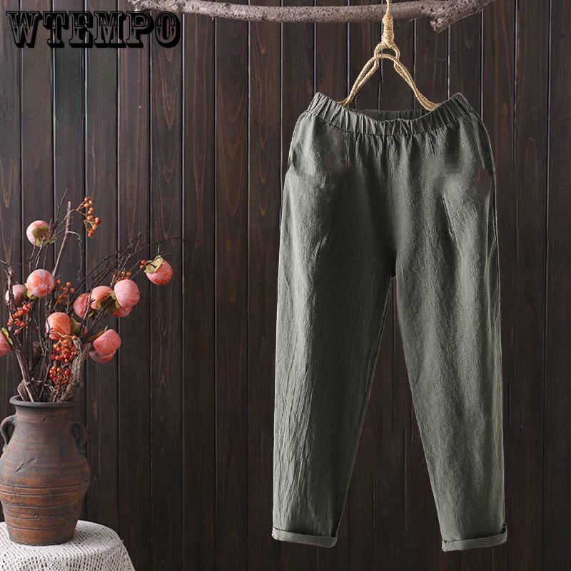 Women's Pants Loose Cotton Pants with Large Size Cotton Solid Color Casual Ladies Underwear