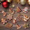 Lebkuchen Ornamente 24 Stück Weihnachtsmann Elch Schneeflocke Glocke Schneemann Holz Weihnachtsornamente Bauernhaus Weihnachtsdeko für Weihnachten