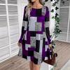 Color Block Geometric Pattern Print Long Sleeve Women's Dresses