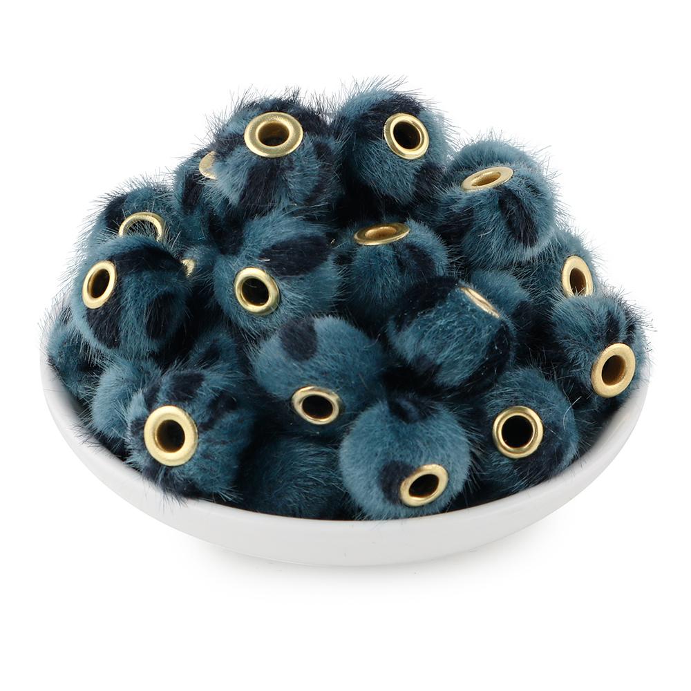 20Pcs/lot 20MM Pompom Beads Plush Fur Covered Ball Bead Charms Straight Hole Big Hole Spacer Beads For Handmade Jewelry Access
