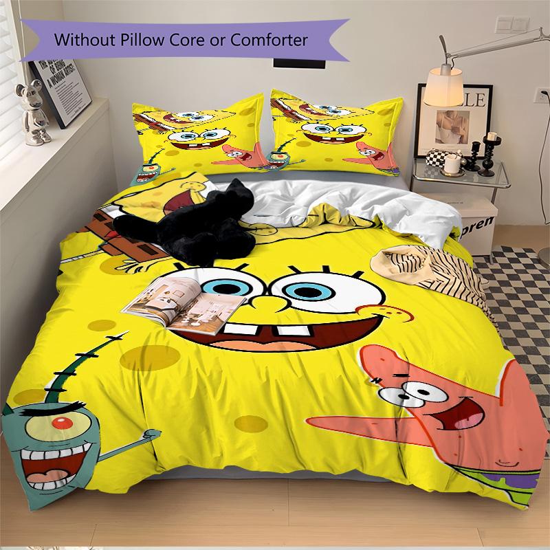 Spongebob Squarepants Adventure Print 3Pcs Bedding Setduvet Cover With 2 Bedropillowcase Home Birthday Gift