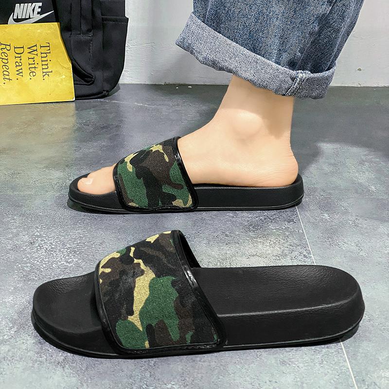 Men Camouflage Green Slippers Simple Flats Summer Outdoor Roman Sandals Open Toe Beach Shoes Plus Size