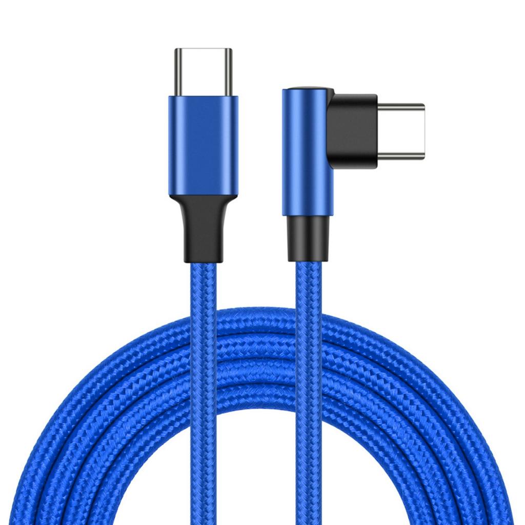 60W USB C Cable Right Angle Design Nylon Braided For Quick Charging Smartphones Tablets Laptops 480Mbps Data Transfer