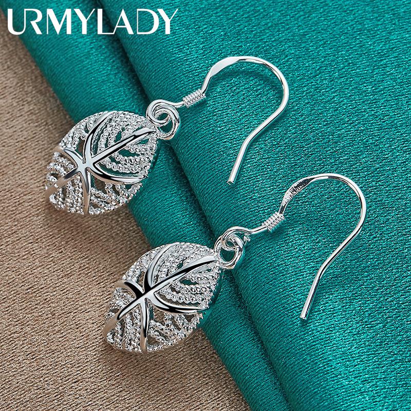 Blatt-Ohrringe aus 925er-Sterlingsilber für Damen, modischer Charm-Schmuck