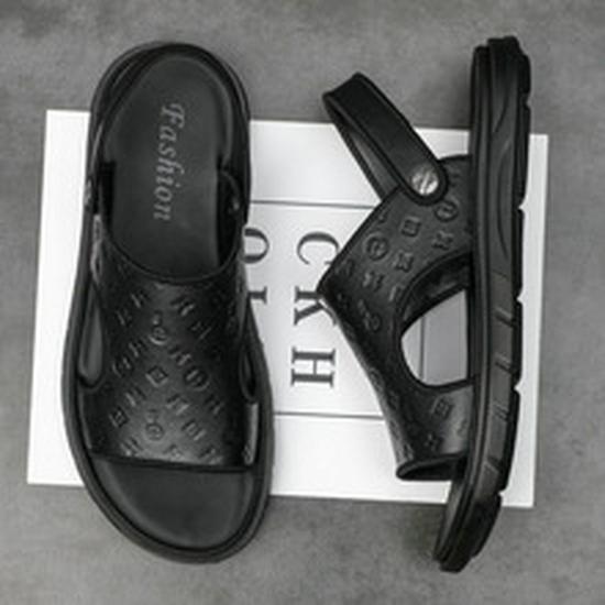 2024 Summer Men's Genuine Leather Two-Way Casual Beach Sandals Soft Cowhide