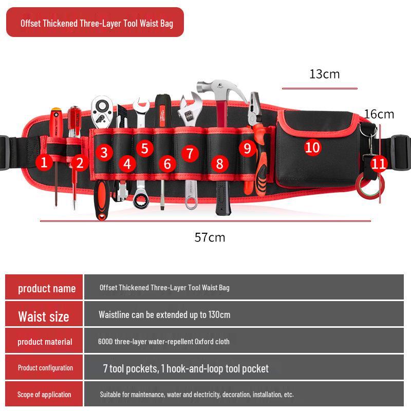 Geantă de talie pentru electrician, geantă pentru scule pentru construcții și renovări