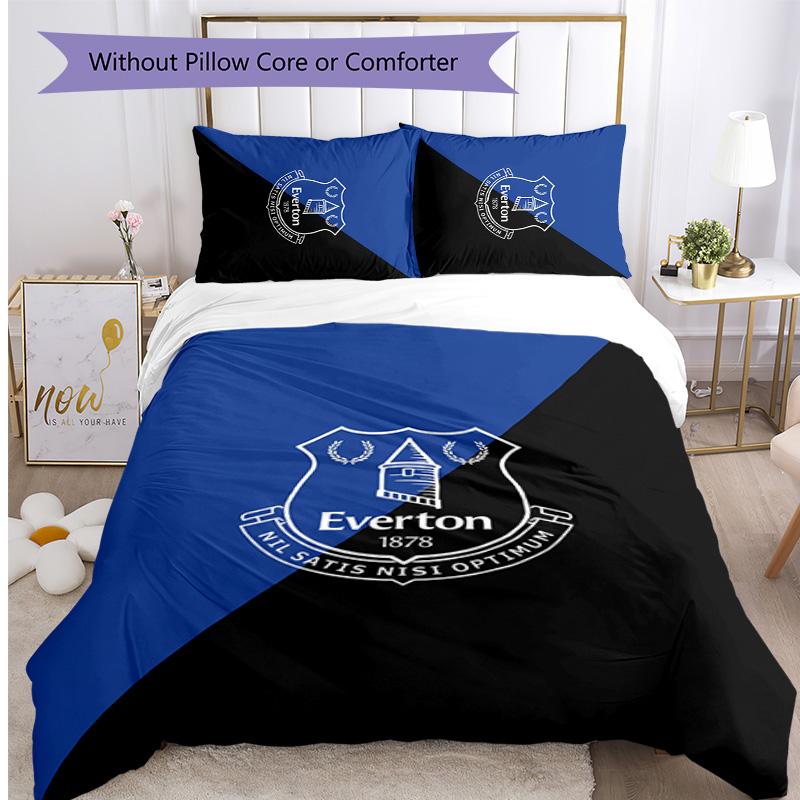 Everton Football Printed 3 Pieces Bedding Set, Comfortable Skin Friendly Bedroom Duvet Cover Set