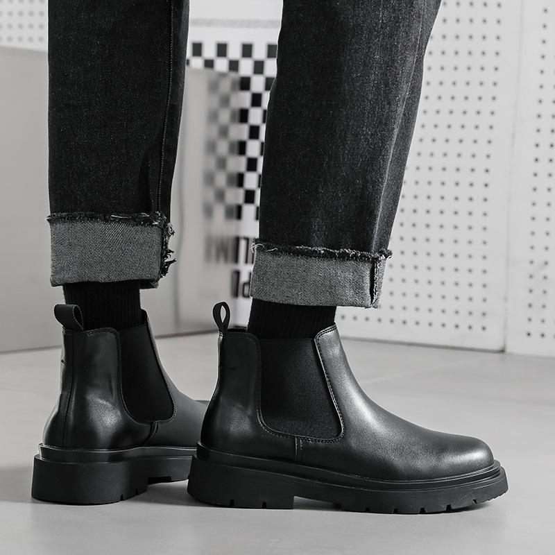 2025 Chelsea Boots Men's Locomotive Short Boots Medium Top Smoke Boots Autumn and Winter Premium Martin Boots 6031-X