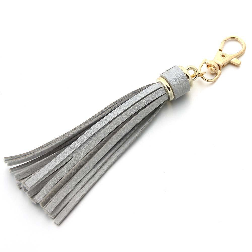 Fashion Gold Colour Alloy Lobster Clapes Leather Tassel Pendant Keychain for Women's Bag Accessories