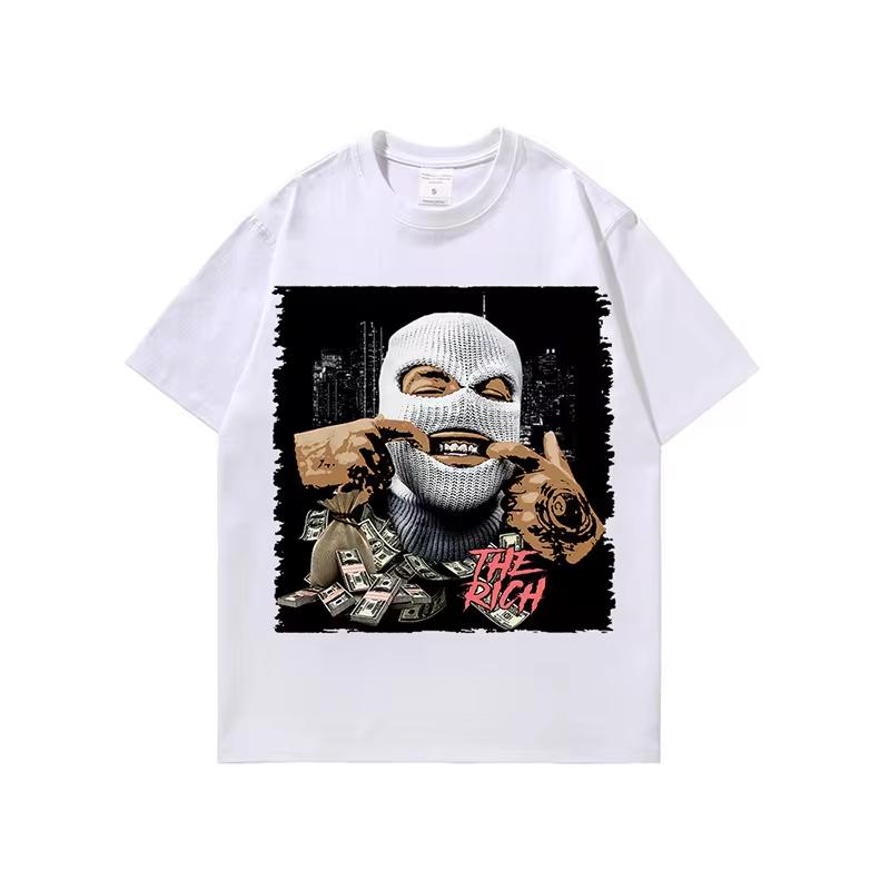 American Y2K Retro Spoof Oil Painting Print Old Vintage Short Sleeve Cotton T-shirt Men Women Ins Trend Brand Oversized Top Tee