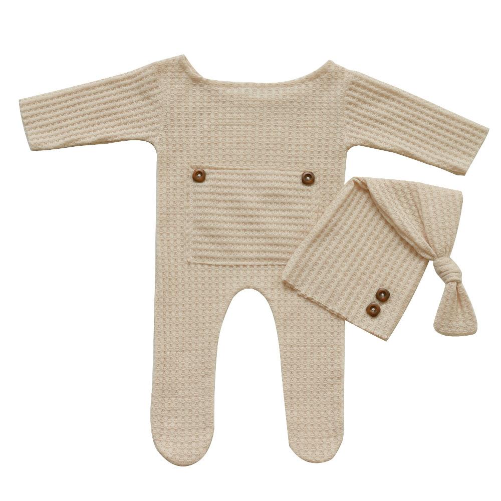 Newborn Photography Clothing Baby Soft Houndstooth Knitted Long Tail Hat Jumpsuit Set, Interesting and Beautiful