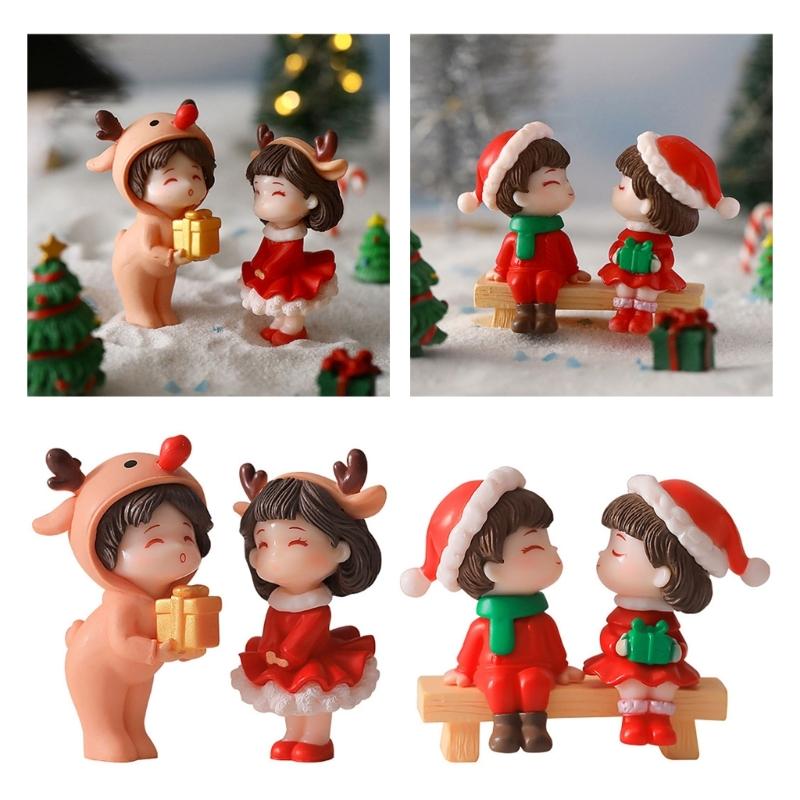 Christmas Couple Statues Perfect Holiday Gift and Decorative Figurines for Home Office Car Party Supplies
