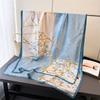 Spring and summer thin print simulation silk brocade sunscreen gold bottom peony silk scarf long scarf shawl versatile headscarf scarf