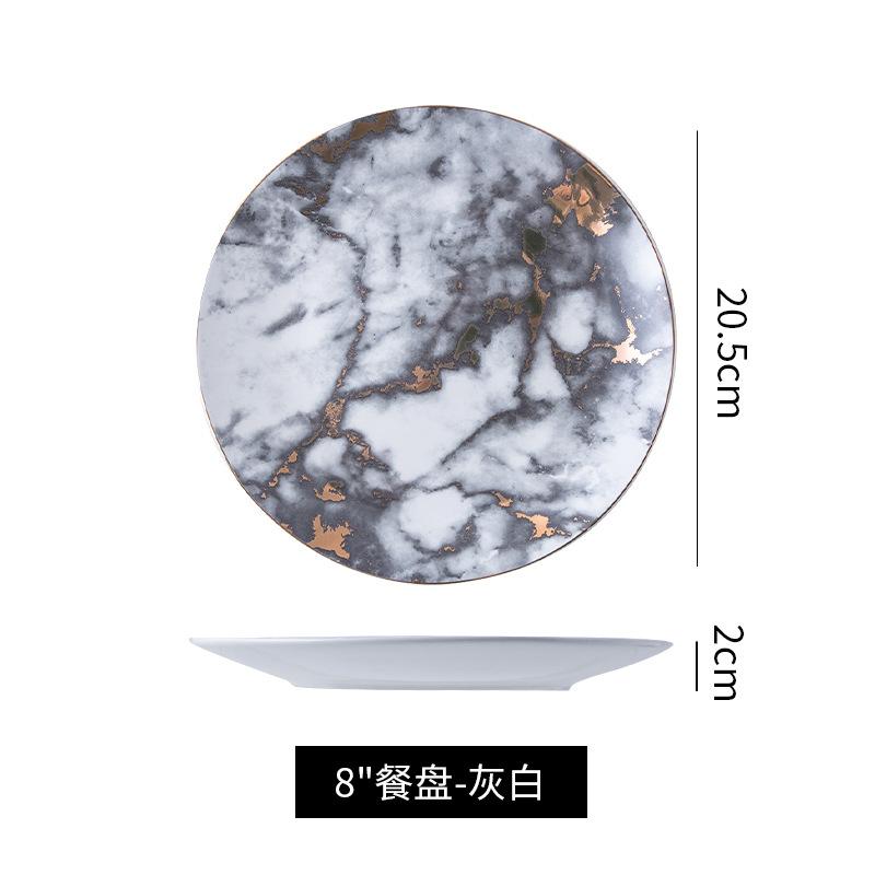 

Керамическая тарелка с рисунком в скандинавском стиле, мраморная тарелка для домашней столовой, креативная керамическая посуда, ресторанная домашняя тарелка