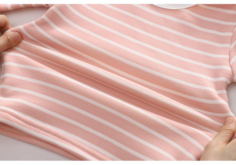 Children's Warm Striped High-Waist Underwear Set for Spring and Autumn - Plus Velvet for Babies, Toddlers, and Kids