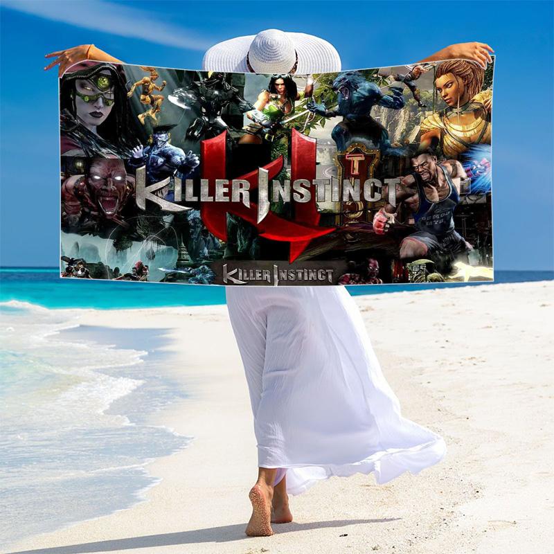 KILLER INSTINCT Print Beach Towel, Large Soft Quick Dry Towel for Beach Camping Swimming