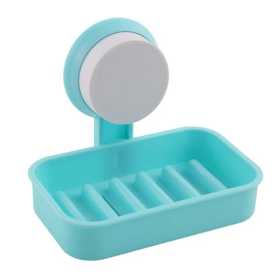 

Suction Cup Soap Box Wall Mounted with Drainage Soap Dish Macaron Colors Space Saving Soap Tray for Bathroom Kitchen синий