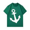 Men's 100% Cotton Short Sleeve Crew Neck T-Shirt, Classic White Nautical Anchor Print Casual Comfortable Tee, Breathable Lightweight Summer Top for Da