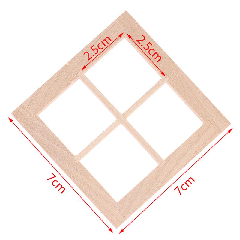 Wooden Traditional 4-Pane Window Frame 1:12 Scale Dollhouse Diy Accessory