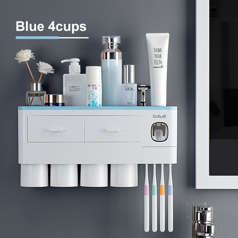 Magnetic Adsorption Inverted Toothbrush Holder 2 Automatic Toothpaste Squeezer Dispenser Storage Rack Bathroom Accessories Set