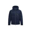 Solid Color Casual Hooded Zipper Logo Print Down Jacket Men Outerwear Navy-Blue 6LZB12-ZNICZ-1510