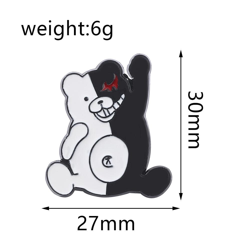 Cartoon Anime Character Peripheral Metal Badge Projectile Brooch Black and White Bear Violent Bear Alloy Brooch
