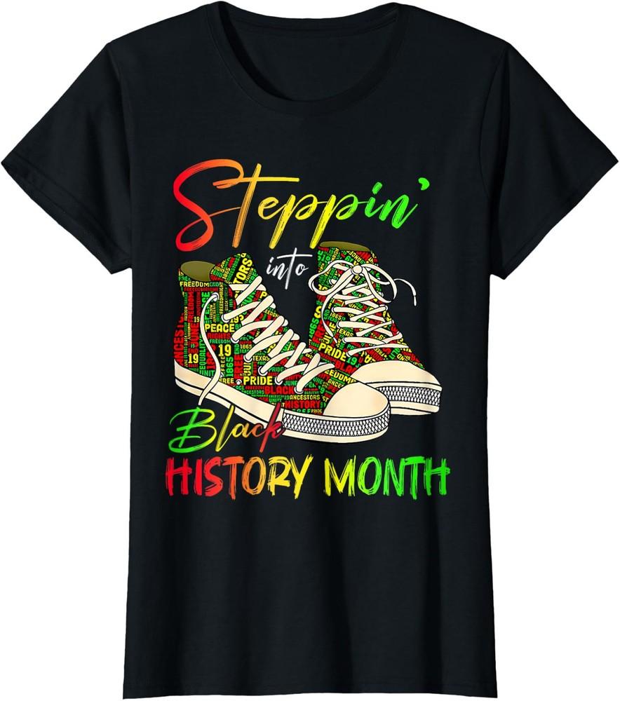 Stepping Into Black History Month Black Sneakers Ladies Crewneck T-Shirt Unisex T-Shirt XXXL