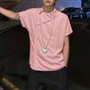 INCERUN Men Summer Lapel Neck Short Sleeve Side Buttons Casual Shirts Tops