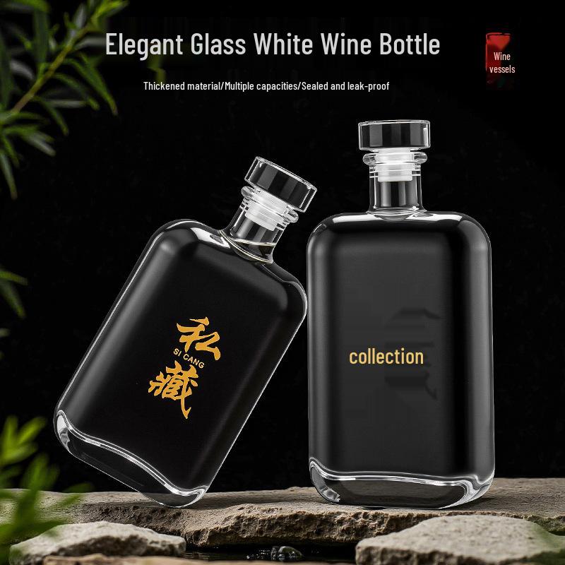 375ml Square Transparent Glass Baijiu Bottle with One Jin (500ml) Capacity, Sealed. Private Collection - 375ml; Transparent
