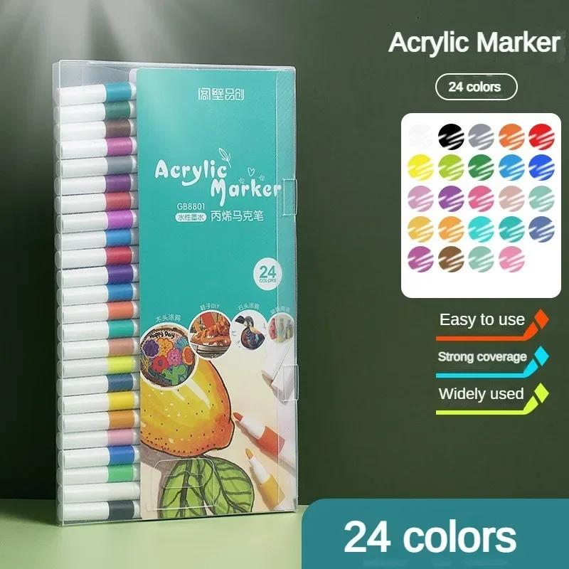Acrylic Marker Pen Set 12-80 Colors Art Color Graffiti Hand Ledger Marker Paint Pen DIY Painting Acrylic Art Painting Stationery