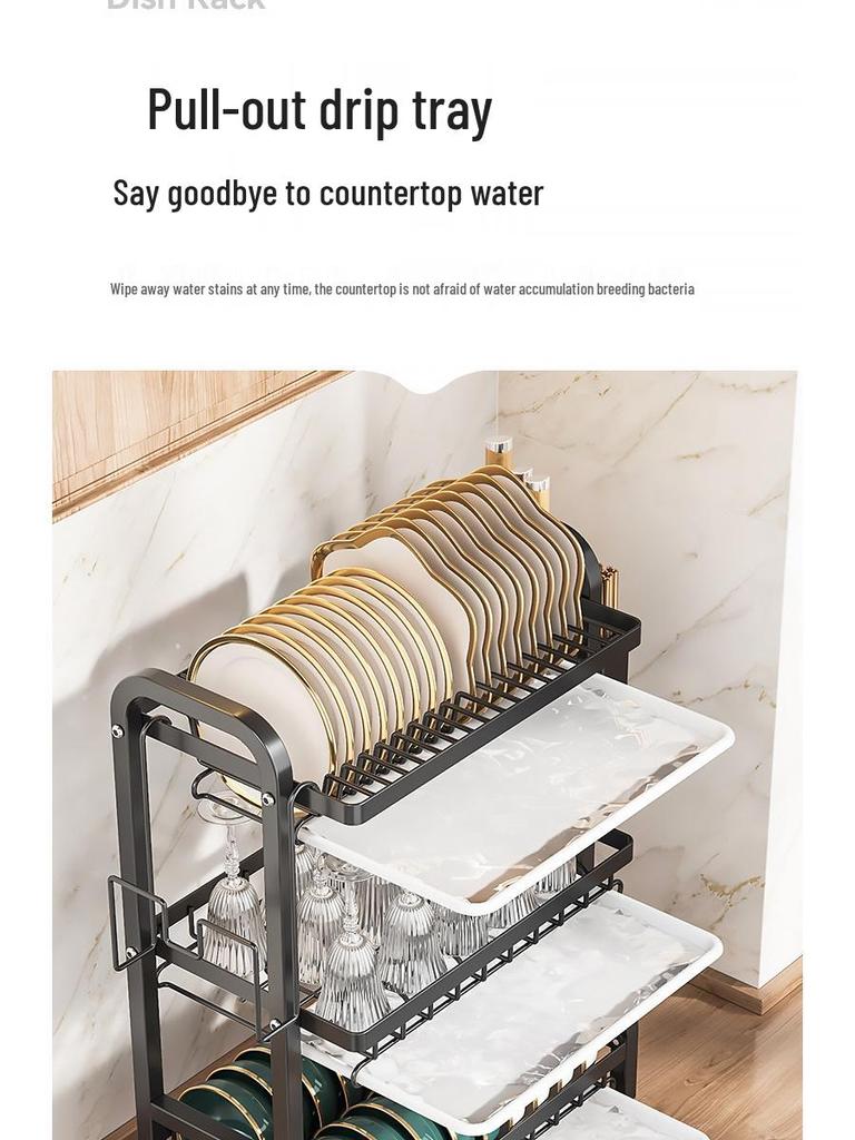 Multifunctional Countertop Kitchen Storage Rack for Dishes, Bowls, Chopsticks, and Knives