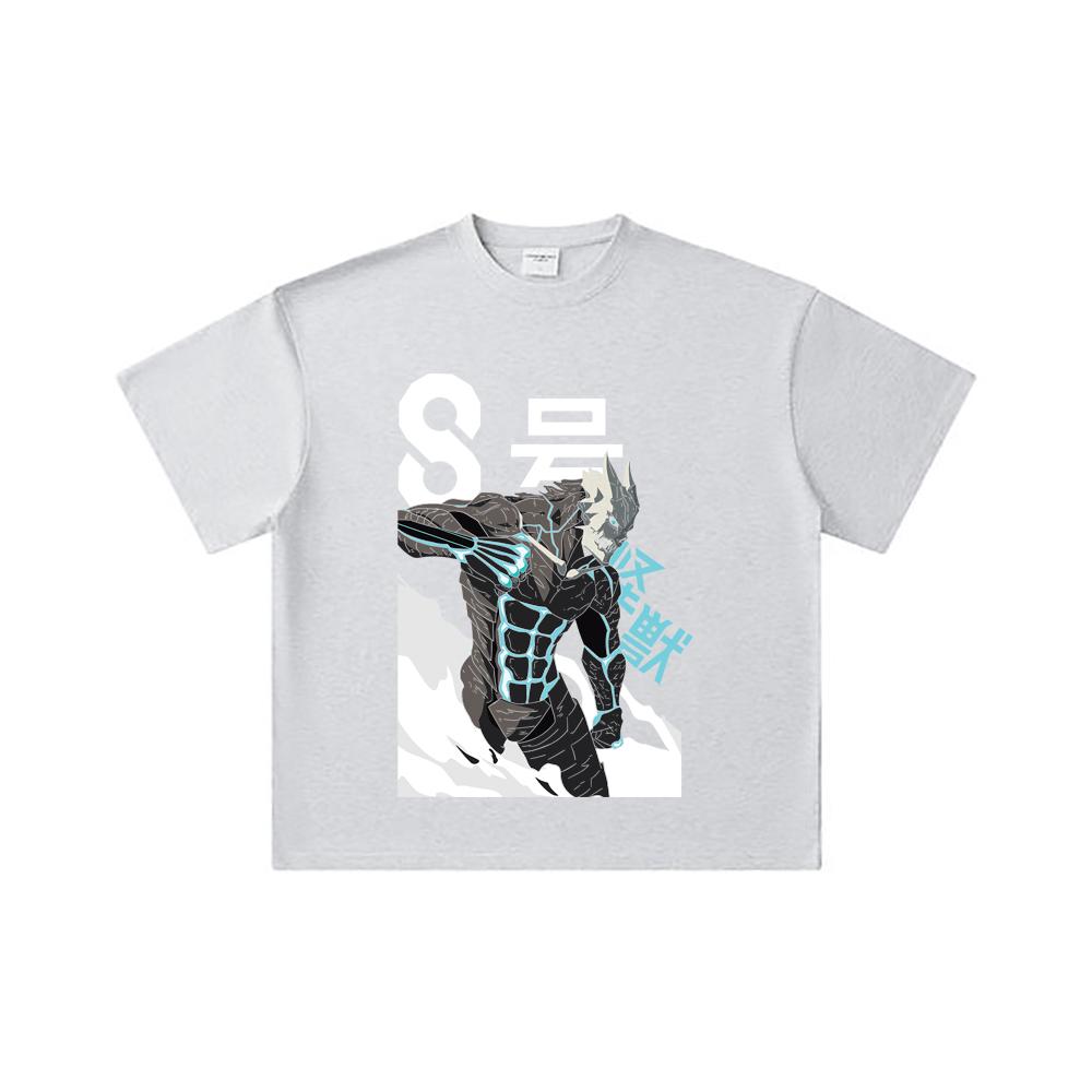 260 GSM Double Yarn 32 Count 100% Cotton Kaiju No 8 V6 Kafka Print Unisex Heavy Cotton T Shirt