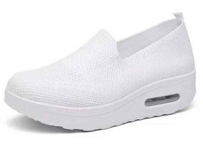 Women's Thick-Soled Air Cushion Dance Shoes - Soft, Comfortable Fly-Knit Rocker Design