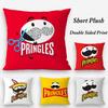 Classic P-Pringles Brand Pillow Case Plush Fabric Soft Double Sided Print Sofa Cushion Cover Throw Pillow Covers