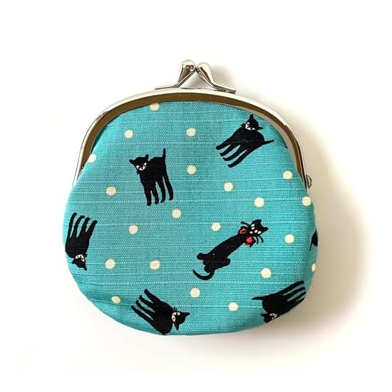 Kyosuke Made in Japan Gamaguchi (Clasp) Wallet Pouch, 100% Cotton, Cat, Approx. 12×11.5cm, Coin Purs